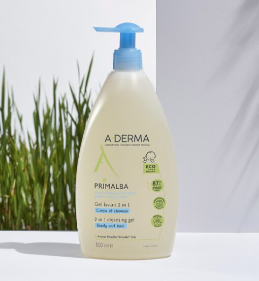 Sữa tắm gội ADERMA Primalba baby giảm rôm sảy cho bé, 500ml