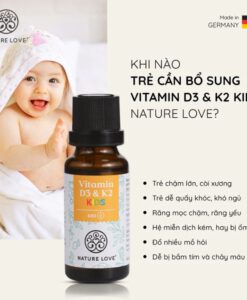 Vitamin D3 K2 Kids NATURE LOVE cho trẻ em, 20ml