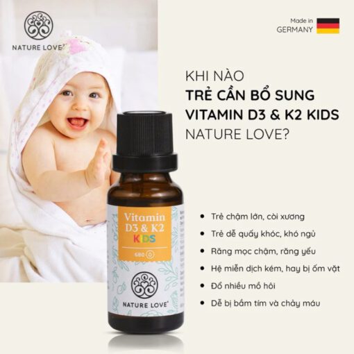 Vitamin D3 K2 Kids NATURE LOVE cho trẻ em, 20ml