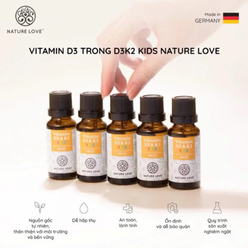 Vitamin D3 K2 Kids NATURE LOVE cho trẻ em, 20ml