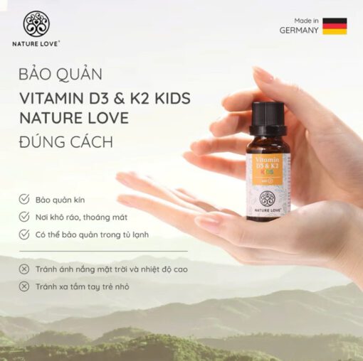 Vitamin D3 K2 Kids NATURE LOVE cho trẻ em, 20ml
