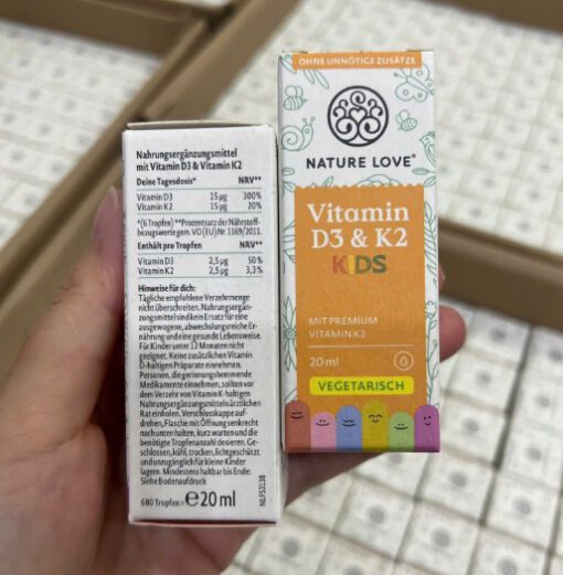Vitamin D3 K2 Kids NATURE LOVE cho trẻ em, 20ml