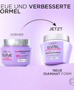 Kem ủ tóc Loreal Paris Elvital Hydra Hyaluronic tăng cường độ ẩm cho tóc khô, 300ml