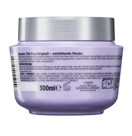 Kem ủ tóc Loreal Paris Elvital Hydra Hyaluronic tăng cường độ ẩm cho tóc khô, 300ml