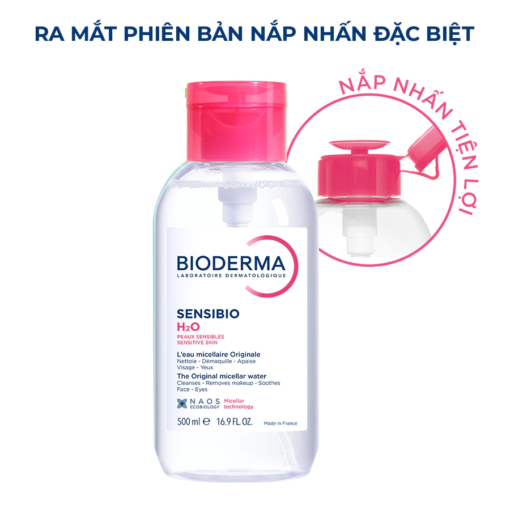 Nước tẩy trang Bioderma Crealine H2O cho da thường và da nhạy cảm, 500ml {NẮP NHẤN}