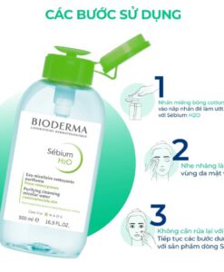 Nước tẩy trang Bioderma Sebium H2O cho da hỗn hợp và da dầu, 500ml {NẮP NHẤN}