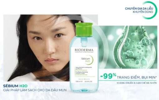 Nước tẩy trang Bioderma Sebium H2O cho da hỗn hợp và da dầu, 500ml {NẮP NHẤN}