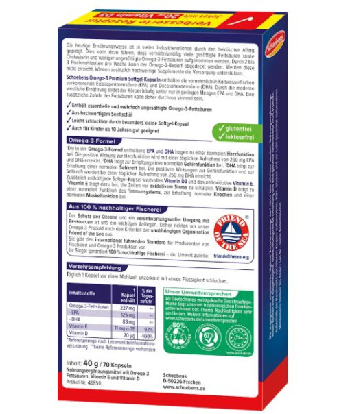 Viên uống dầu cá Schaebens Omega-3 Premium, 70 viên