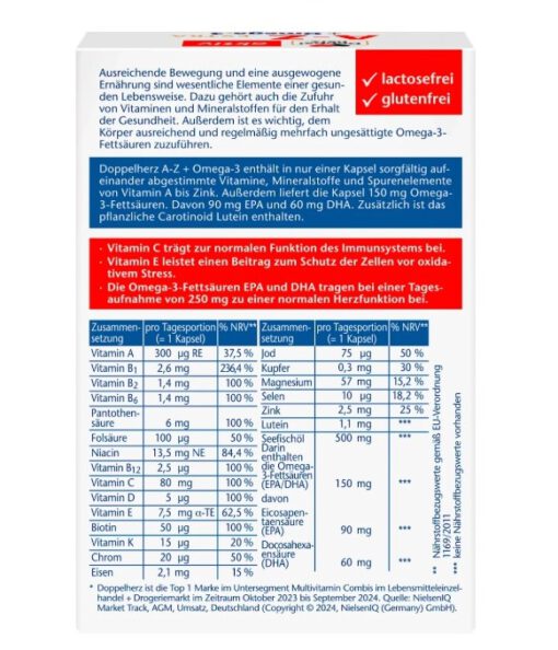 Vitamin tổng hợp Doppelherz A-Z + Omega-3 Extra, 30 viên
