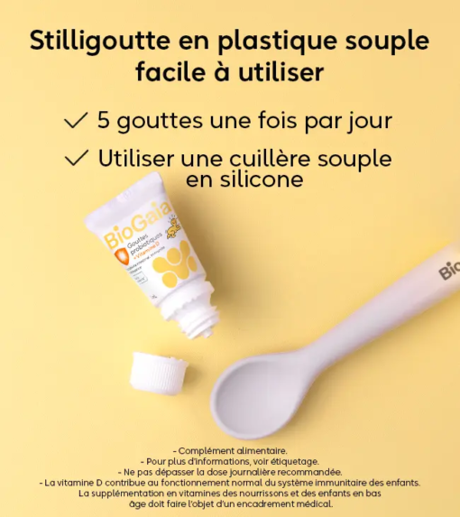 Men vi sinh BioGaia Gouttes + vitamine D cho trẻ sơ sinh và trẻ em, 10ml