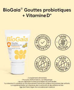 Men vi sinh BioGaia Gouttes + vitamine D cho trẻ sơ sinh và trẻ em, 10ml
