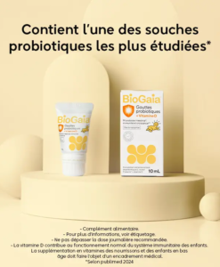 Men vi sinh BioGaia Gouttes + vitamine D cho trẻ sơ sinh và trẻ em, 10ml