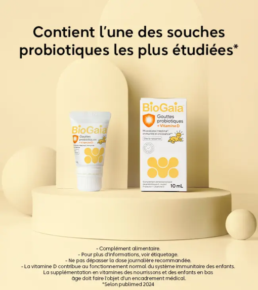 Men vi sinh BioGaia Gouttes + vitamine D cho trẻ sơ sinh và trẻ em, 10ml