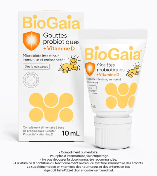 Men vi sinh BioGaia Gouttes + vitamine D cho trẻ sơ sinh và trẻ em, 10ml