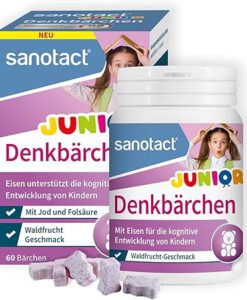 Viên sắt Sanotact Junior Denkbärchen bổ sung sắt, i-ốt và axit folic cho trẻ em, 60 viên