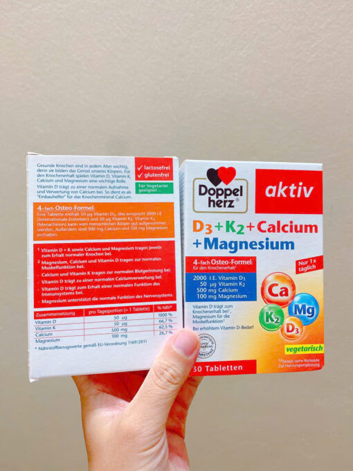 Viên uống Doppelherz D3 + K2 + Calcium + Magnesium, 30 viên