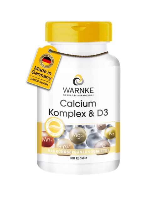 Viên uống WARNKE Calcium Komplex & D3 bổ sung canxi, magie và vitamin D3, 100 viên