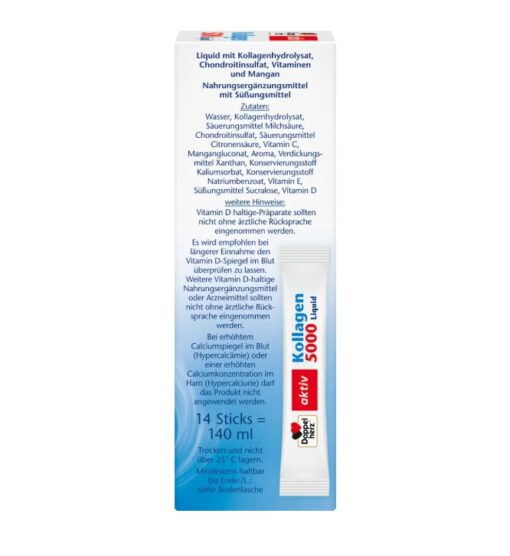 Collagen nước Doppelherz Kollagen 5000 Liquid bổ sụn khớp, 14 gói x 10ml