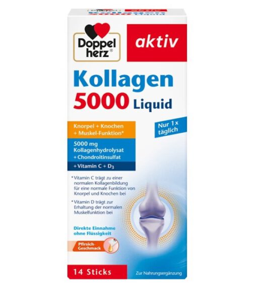 Collagen nước Doppelherz Kollagen 5000 Liquid bổ sụn khớp, 14 gói x 10ml