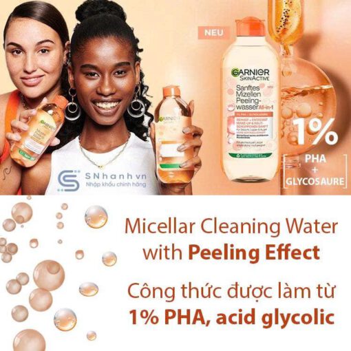 Nước tẩy trang Garnier Mizellen Sanftes Peeling 1% PHA + Glykolsäure, 400 ml