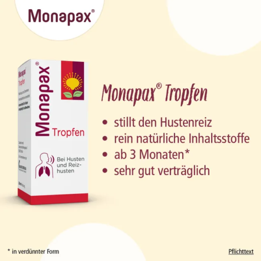 Tinh chất Monapax Tropfen trị ho, cắt và làm dịu cơn ho, 20ml
