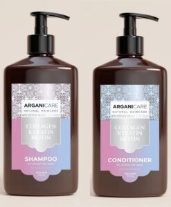 Cặp gội xả ARGANICARE Collagene, Keratine & Biotine phục hồi tóc hư tổn, 2x400ml