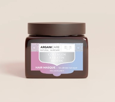 Kem ủ tóc ARGANICARE Collagen, Keratine & Biotine phục hồi tóc hư tổn, 500ml