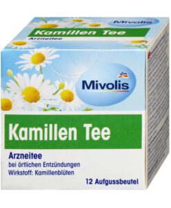 Trà thảo dược Mivolis Kamillen Tee giảm viêm họng, hỗ trợ tiêu hóa, 12 gói