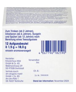 Trà thảo dược Mivolis Kamillen Tee giảm viêm họng, hỗ trợ tiêu hóa, 12 gói