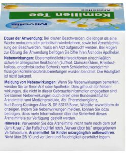 Trà thảo dược Mivolis Kamillen Tee giảm viêm họng, hỗ trợ tiêu hóa, 12 gói