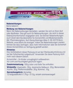 Trà thảo dược Mivolis Leber & Galle Tee bổ gan mật, hỗ trợ lưu thông mật, 12 gói