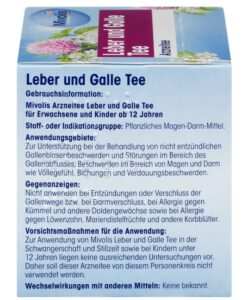 Trà thảo dược Mivolis Leber & Galle Tee bổ gan mật, hỗ trợ lưu thông mật, 12 gói