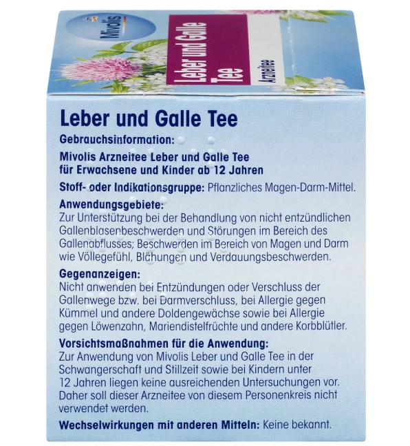 Trà thảo dược Mivolis Leber & Galle Tee bổ gan mật, hỗ trợ lưu thông mật, 12 gói Trà thảo dược Mivolis Leber & Galle Tee bổ gan mật, hỗ trợ lưu thông mật, 12 gói