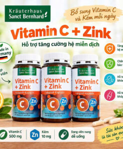 Viên uống Sanct Bernhard Vitamin C + Zink bổ sung vitamin C và kẽm, tăng đề kháng, 180 viên