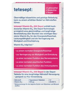 Viên uống tetesept Vitamin B12 500 Depot, 30 viên