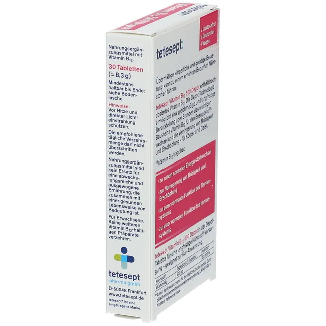 Viên uống tetesept Vitamin B12 500 Depot, 30 viên Viên uống tetesept Vitamin B12 500 Depot, 30 viên