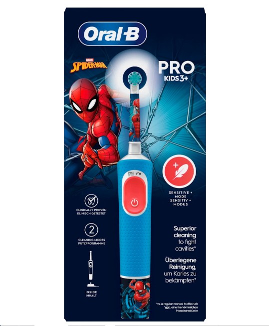 Bàn chải điện trẻ em Oral-B Vitality PRO Kinder Spiderman cho bé trai, 1 chiếc Bàn chải điện trẻ em Oral-B Vitality PRO Kinder Spiderman cho bé trai, 1 chiếc