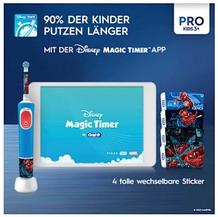 Bàn chải điện trẻ em Oral-B Vitality PRO Kinder Spiderman cho bé trai, 1 chiếc Bàn chải điện trẻ em Oral-B Vitality PRO Kinder Spiderman cho bé trai, 1 chiếc