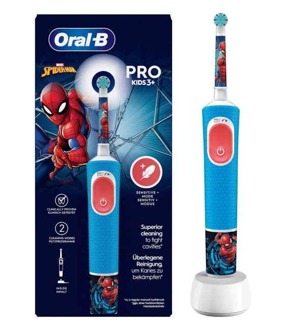 Bàn chải điện trẻ em Oral-B Vitality PRO Kinder Spiderman cho bé trai, 1 chiếc Bàn chải điện trẻ em Oral-B Vitality PRO Kinder Spiderman cho bé trai, 1 chiếc