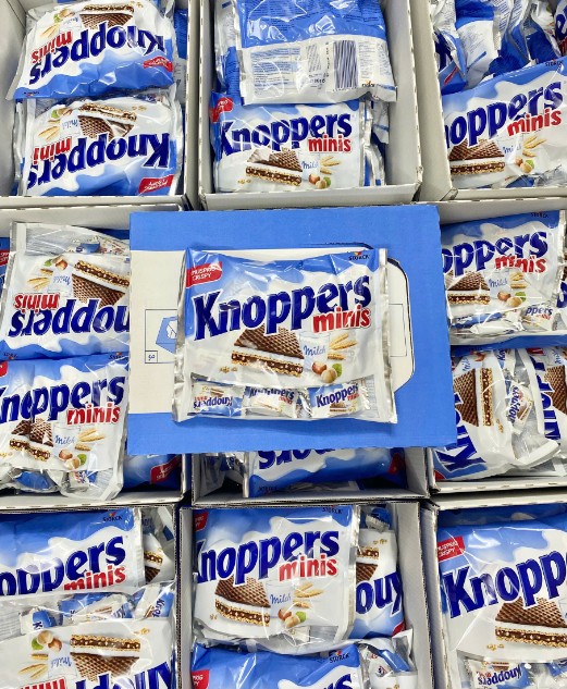 Bánh xốp Knoppers Minis Milch nhân socola tươi và hạt phỉ, 200g Bánh xốp Knoppers Minis Milch nhân socola tươi và hạt phỉ, 200g