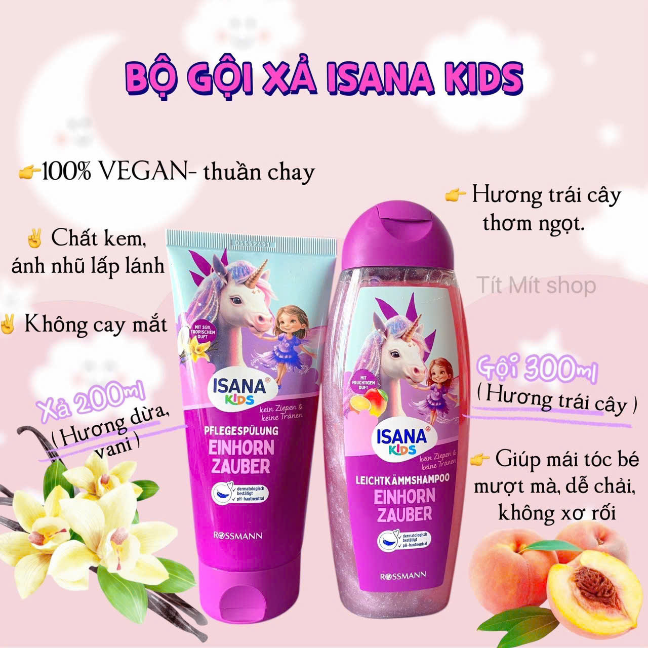 Cặp gội xả ISANA Kids Einhorn Zauber trẻ em, 1 cặp Cặp gội xả ISANA Kids Einhorn Zauber trẻ em, 1 cặp