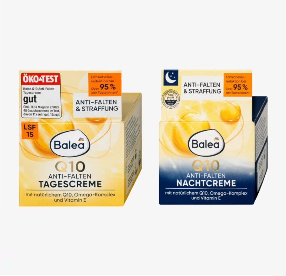Bộ kem dưỡng da Balea Q10 Anti-Falten ngày đêm chống lão hóa giảm nếp nhăn, 2x50ml Bộ kem dưỡng da Balea Q10 Anti-Falten ngày đêm chống lão hóa giảm nếp nhăn, 2x50ml