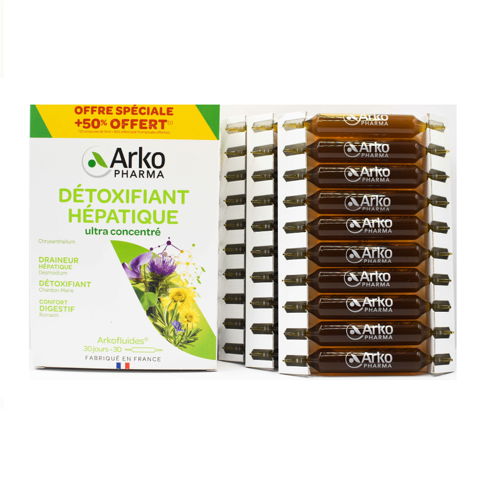 Detox thải độc gan ArkoPharma Détoxifiant Hépatique, 30 ống Detox thải độc gan ArkoPharma Détoxifiant Hépatique, 30 ống