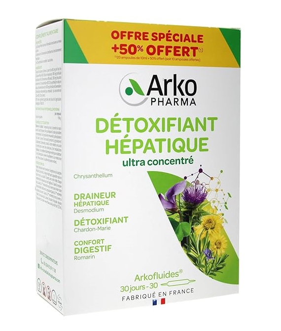 Detox thải độc gan ArkoPharma Détoxifiant Hépatique, 30 ống Detox thải độc gan ArkoPharma Détoxifiant Hépatique, 30 ống