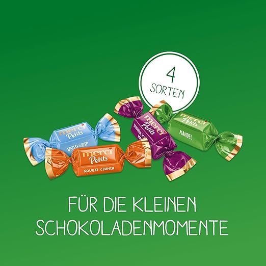 Kẹo socola Merci Petits Crunch nhân hạt giòn, 125g Kẹo socola Merci Petits Crunch nhân hạt giòn, 125g