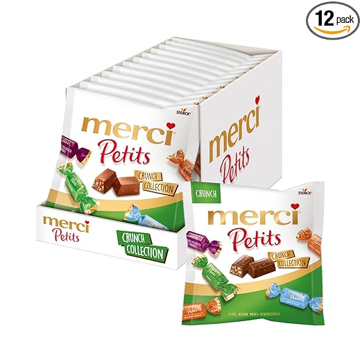 Kẹo socola Merci Petits Crunch nhân hạt giòn, 125g Kẹo socola Merci Petits Crunch nhân hạt giòn, 125g