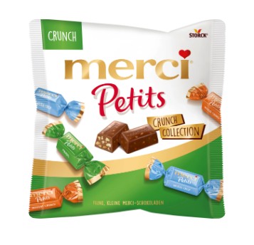 Kẹo socola Merci Petits Crunch nhân hạt giòn, 125g Kẹo socola Merci Petits Crunch nhân hạt giòn, 125g