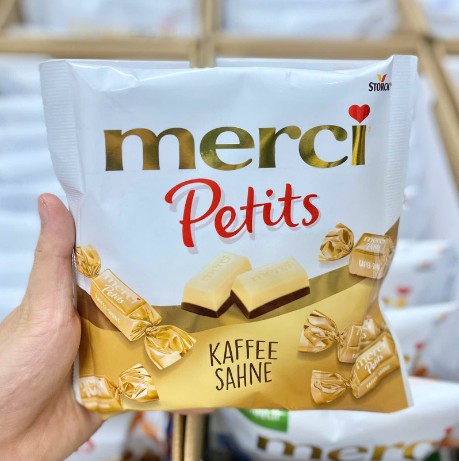 Kẹo socola Merci Petits Kaffee Sahne kem cà phê, 125g Kẹo socola Merci Petits Kaffee Sahne kem cà phê, 125g
