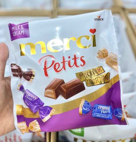 Kẹo socola Merci Petits Milk & Cream nhân kem sữa, 125g Kẹo socola Merci Petits Milk & Cream nhân kem sữa, 125g