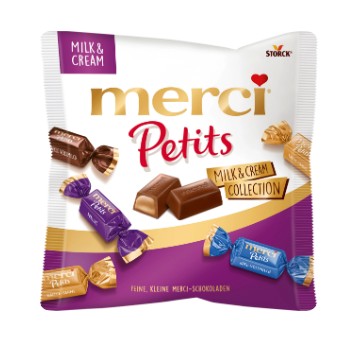 Kẹo socola Merci Petits Milk & Cream nhân kem sữa, 125g Kẹo socola Merci Petits Milk & Cream nhân kem sữa, 125g